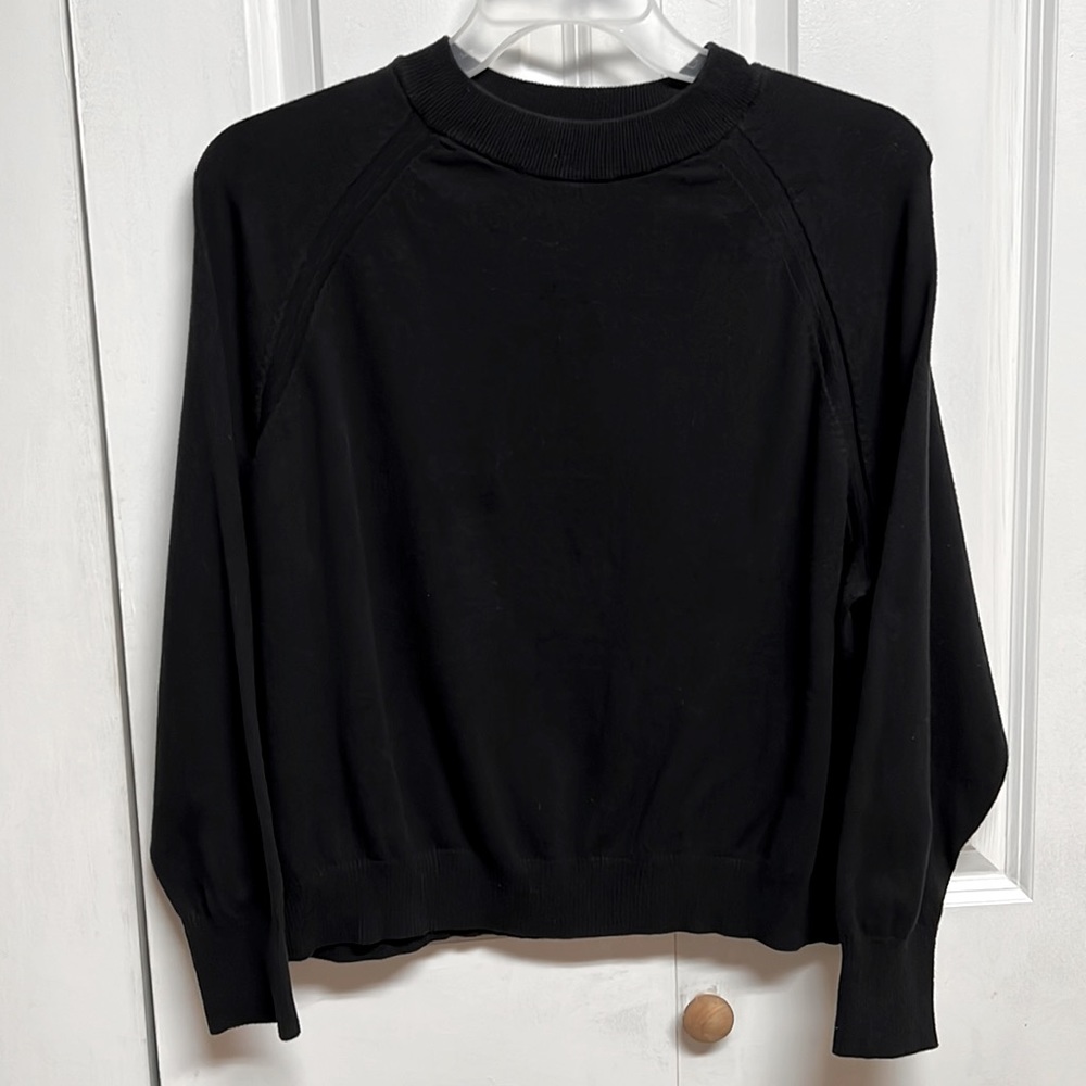 A New Day Black Drop long Sleeve Cotton Blend Knit Top Size L